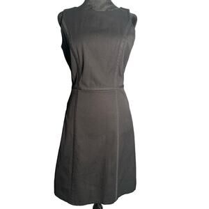 Tommy Hilfiger Sz 4 Sleeveless Little Black Dress Stretchy Gold Zip LBD cocktail